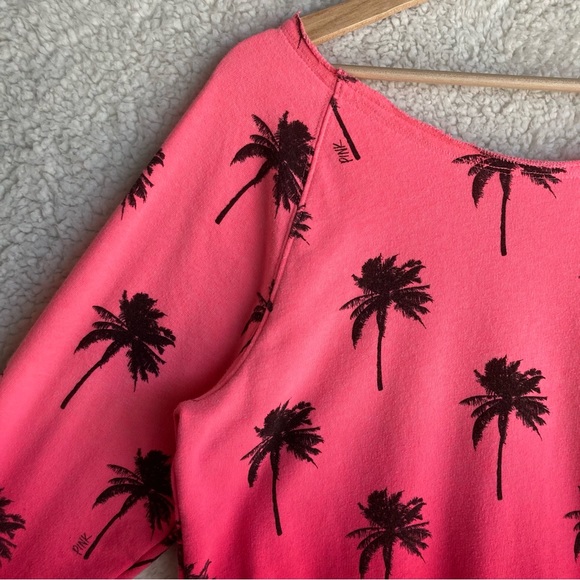 PINK Victoria’s Secret graphic sweatshirt with "Pink" print and palm trees Sz XS - Picture 14 of 16